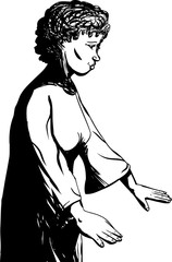 Outline of Woman Touching Something