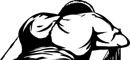 Outine of Man Laying on Exam Table