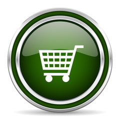 cart green glossy web icon