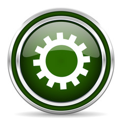 gear green glossy web icon