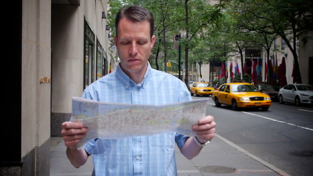New York Tourist with Map