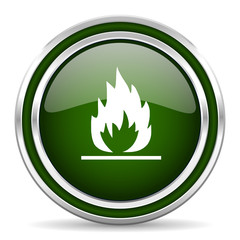 flame green glossy web icon