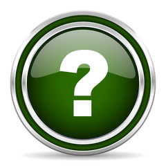 question mark green glossy web icon