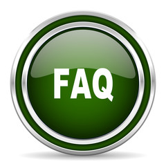 faq green glossy web icon