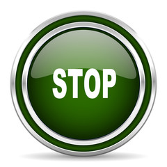 stop green glossy web icon