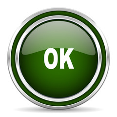 ok green glossy web icon