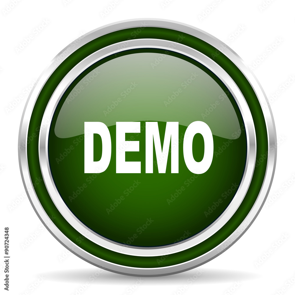 Poster demo green glossy web icon