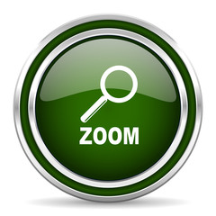 zoom green glossy web icon