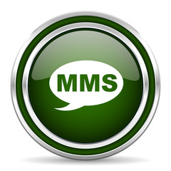 mms green glossy web icon