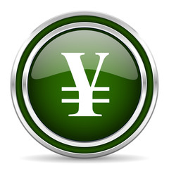 yen green glossy web icon