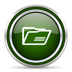 folder green glossy web icon