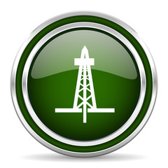 drilling green glossy web icon