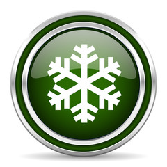 snow green glossy web icon