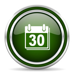 calendar green glossy web icon