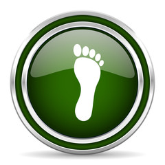 foot green glossy web icon
