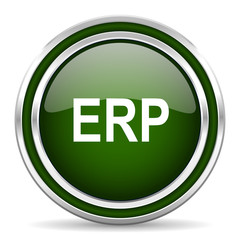 erp green glossy web icon