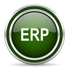 erp green glossy web icon