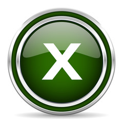 Obraz premium cancel green glossy web icon