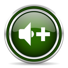 speaker volume green glossy web icon
