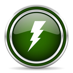 bolt green glossy web icon