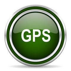 gps green glossy web icon