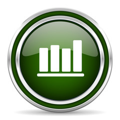 bar chart green glossy web icon