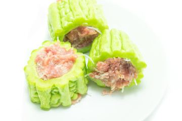 Bitter gourd with raw pork ready to cook, bitter soup