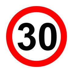 Speed Sign - Number 30 on white background