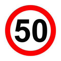 Speed Sign - Number 50 on white background