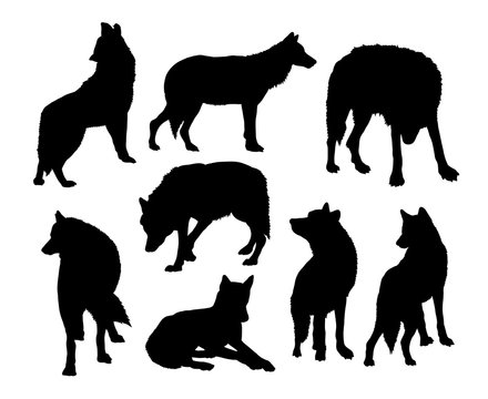 Wolf wild animal silhouettes