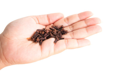 pill in male hand on white background isolated