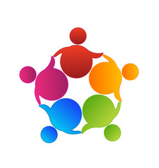 Logo concept of community partners children and helping icon vector
