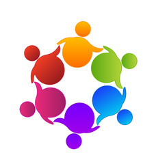 Logo concept of community partners children and helping icon vector