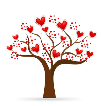Tree heart love logo vector