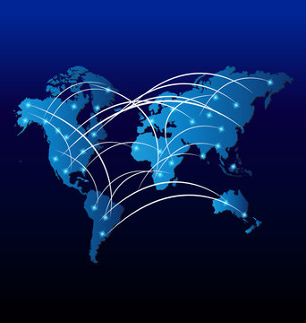 World trade internet web network connections vector background
