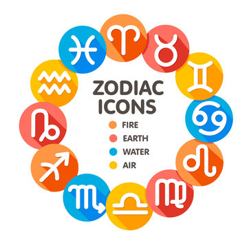 Flat trendy zodiac symbols 2