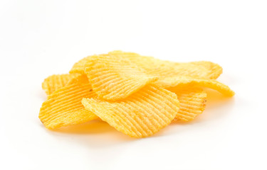 potato chips on white background