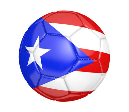 Football, also called a soccer ball, with the national flag colors of Puerto Rico