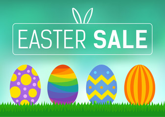 Happy Easter sale promo poster vector display 