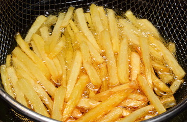 French fries fried in oil