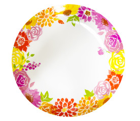 dish painting flower pattern