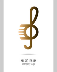 Musical logo, treble clef. Modern stylish musical icon, a symbol for the company
