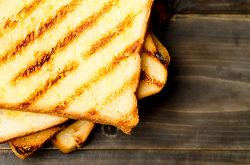 Toast on wooden background