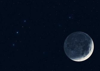 Fototapeta na wymiar Moon and stars on a dark background. 