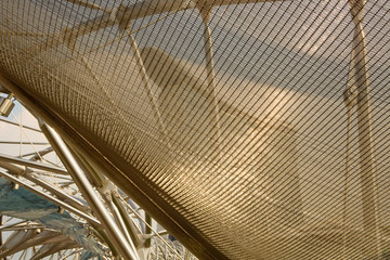 Obraz na płótnie Canvas stainless steel construction of the bridge, Singapore