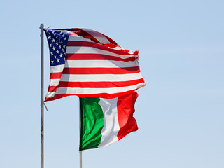 Fototapeta premium Italian and US flag