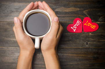 Hot coffee with love on Valentine day
