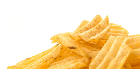 potato chips on white background