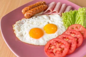 american breakfast/ american breakfast-egg, bacon and sausage,see more image in gallery