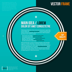 Text frame with striped ring on turquoise background. EPS10.